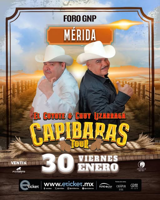 CAPIBARAS TOUR 2026: Chuy Lizárraga y El Coyote desatan la fiesta sinaloense en Mérida