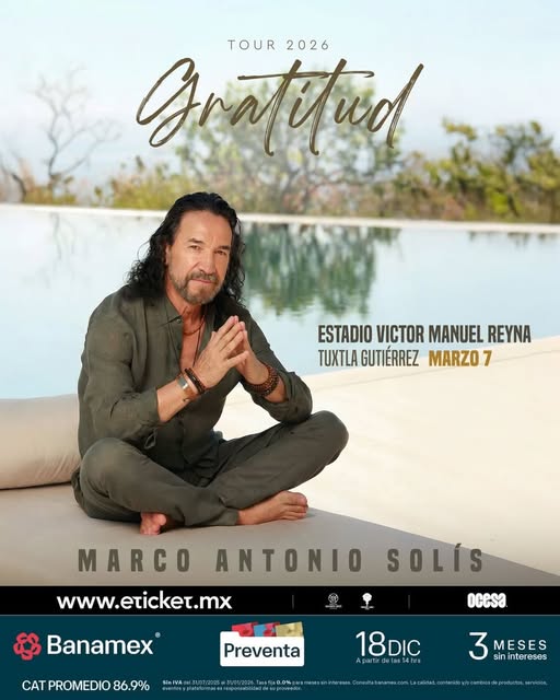 Marco Antonio Solís llega al Estadio Víctor Manuel Reyna con su emotivo Gratitud Tour 2026